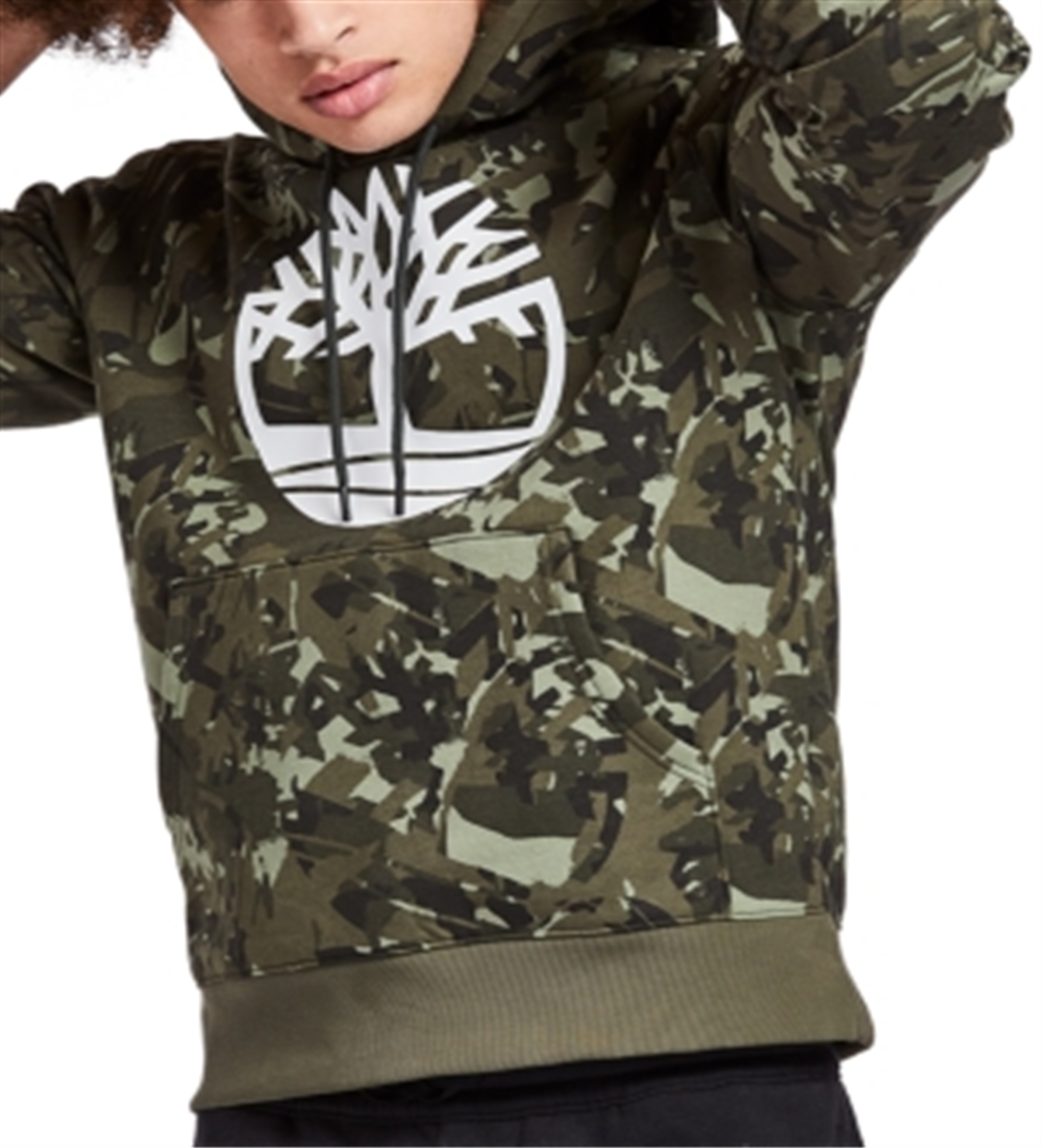 Timberland Men's Camo Tree Logo Hoodie Green Size Small