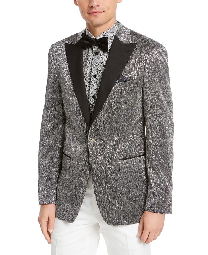 Tallia Men's Slim Fit Dinner Jacket Silver Size 40