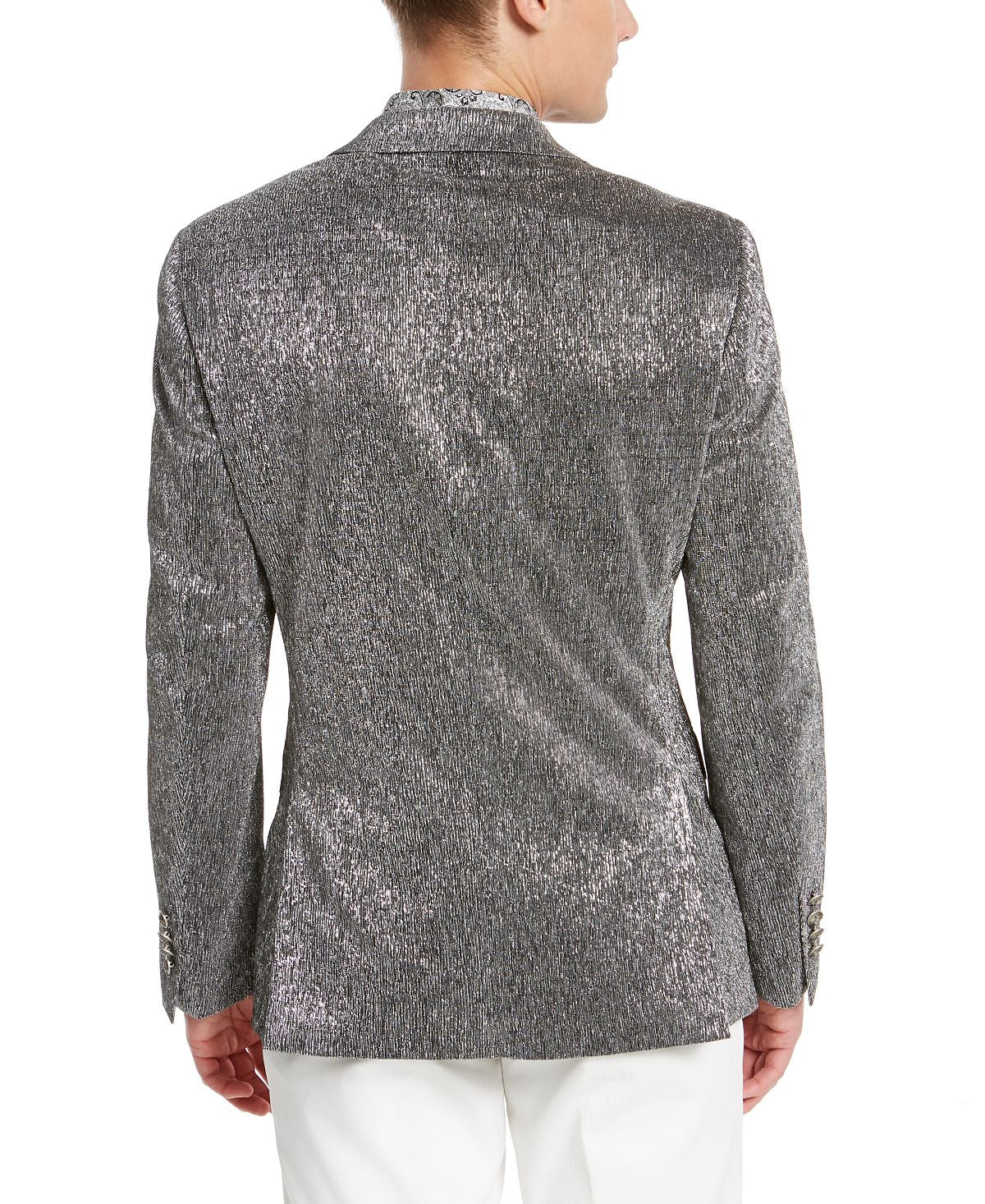 Tallia Men's Slim Fit Dinner Jacket Silver Size 40