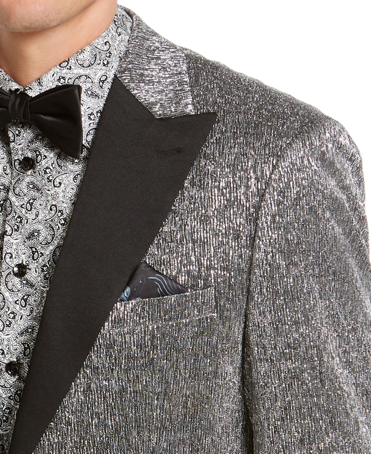 Tallia Men's Slim Fit Dinner Jacket Silver Size 40