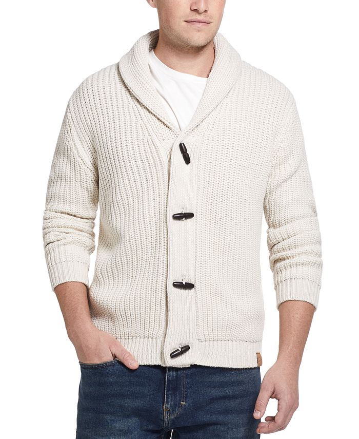 Weatherproof Vintage Men's Ribbed Cardigan with Toggles Brown Size XX-Large