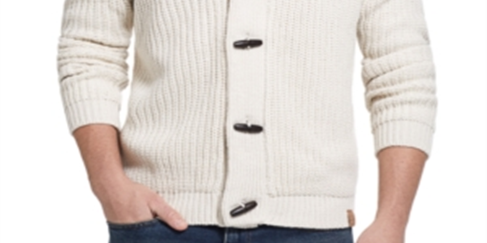 Weatherproof Vintage Men's Ribbed Cardigan with Toggles Brown Size XX-Large