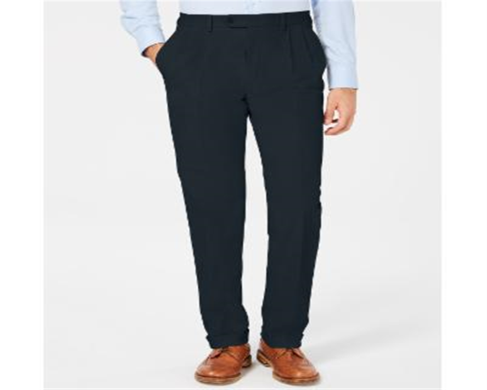 Ralph Lauren Men's Pleated Straight Leg Cotton Blend Pants Blue Size 38X30