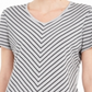 Karen Scott Women's Mitered Stripe Top Gray Size Medium