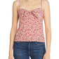 Aqua Women's Floral Print Knot-Front Crop Top Red Size Medium