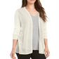 Charter Club Women's Chevron Pointelle Cardigan White Size X-Large