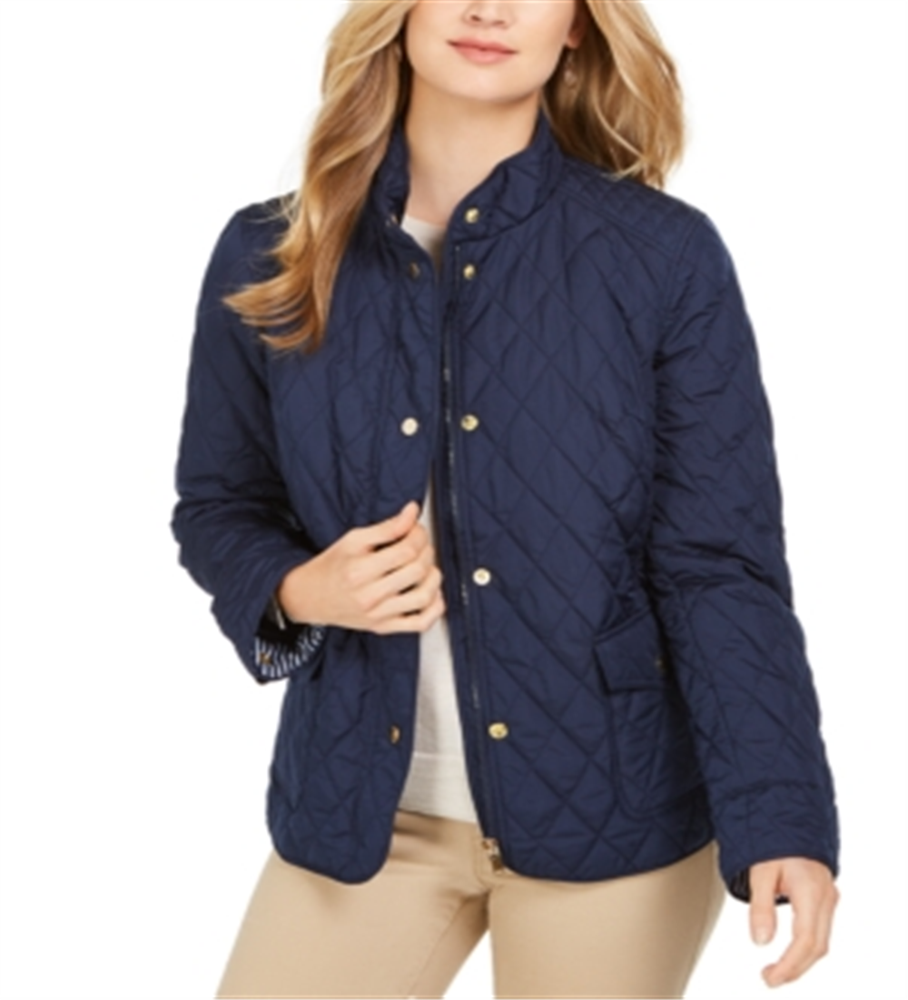 Charter Club Women's Quilted Jacket Blue Size XS