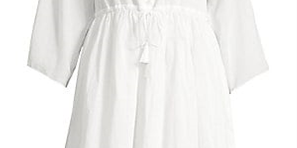 ATM Women's Cotton Ruched Mini Dress White Size S