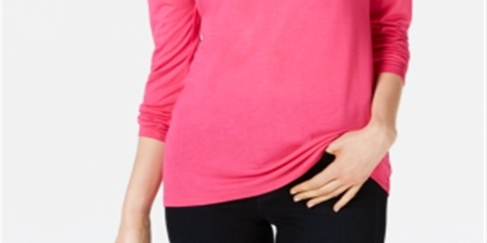 Maison Jules Dropped Shoulder V-Neck Jersey Top Pink Size XS