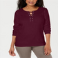 Karen Scott Women's Cotton Lace up Top Red Size Medium