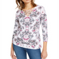 INC International Concepts Women's Strappy Detail Printed Top White Size -L