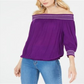 INC Women's Off-the-Shoulder Boho Peasant Top Purple Size S