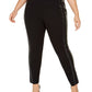 INC International Concepts Women's Plus Faux Leather Trim Moto Leggings Black Size 18 W