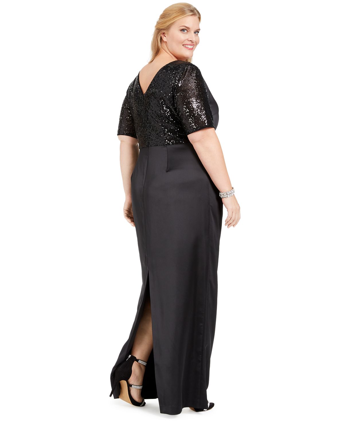 Adrianna Papell Women's Sequin Gown Black Size 20