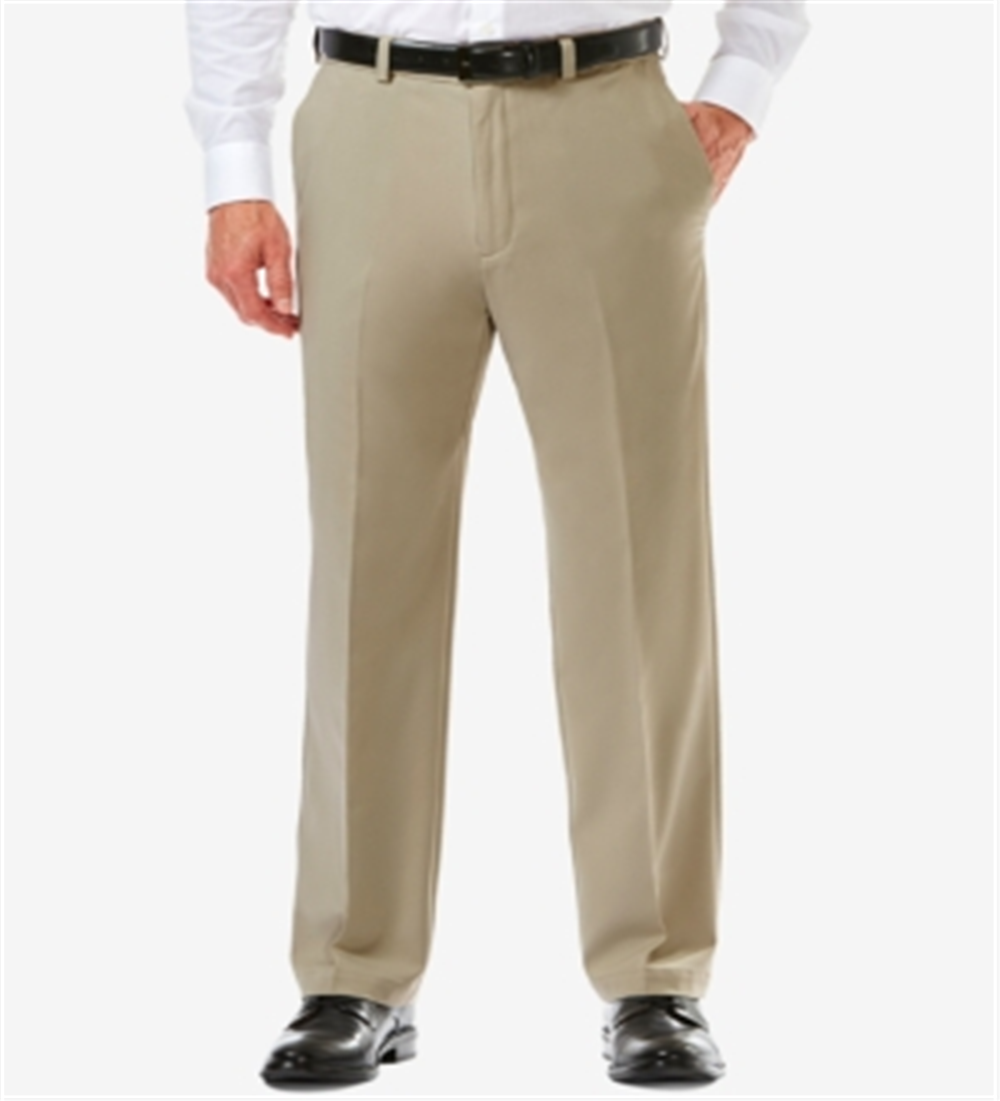 Haggar Men's Cool 18 Pro Flat Front Pants Yellow Size 38Wx32L