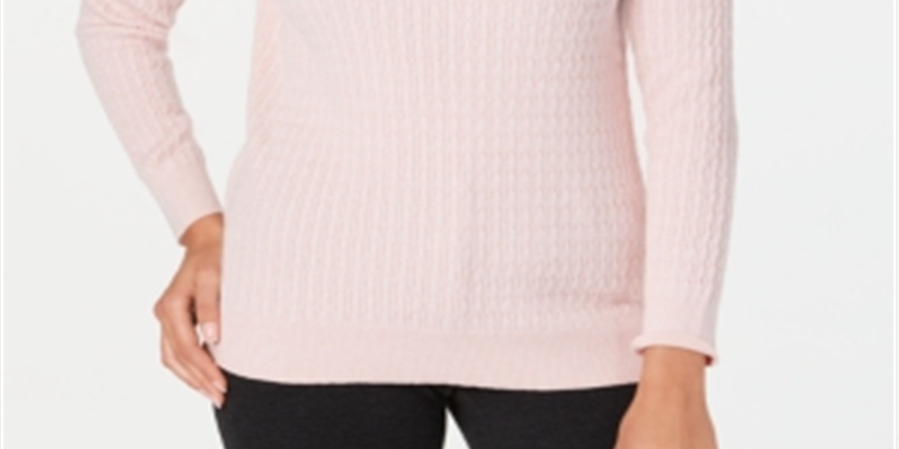 Karen Scott Boat-Neck Cotton Sweater - Pink Size L