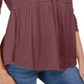 Style & Co Women's V Neck Mixed Woven Top Purple Size Small