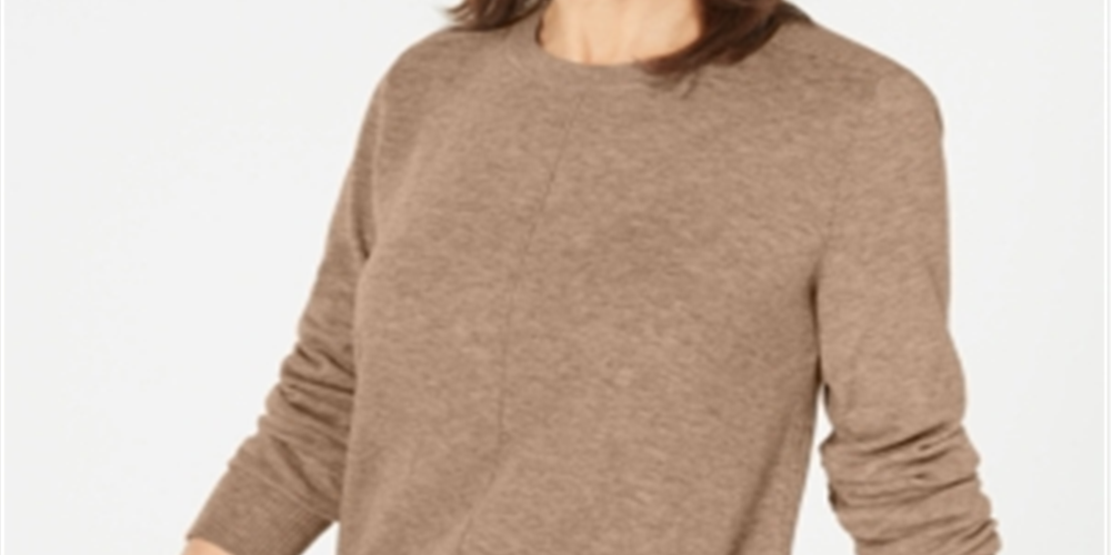 Karen Scott Women's Plush Front Seam Sweater Brown Size Small