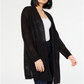 I.n.c. Women's Petite Zigzag Chevron Cozy Cardigan - Deep Black Size Petite Small