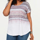 Style & Co. Women's Plus Printed Ombre Pullover Top White Size 0X