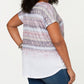 Style & Co. Women's Plus Printed Ombre Pullover Top White Size 0X