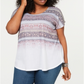 Style & Co. Women's Plus Printed Ombre Pullover Top White Size 0X
