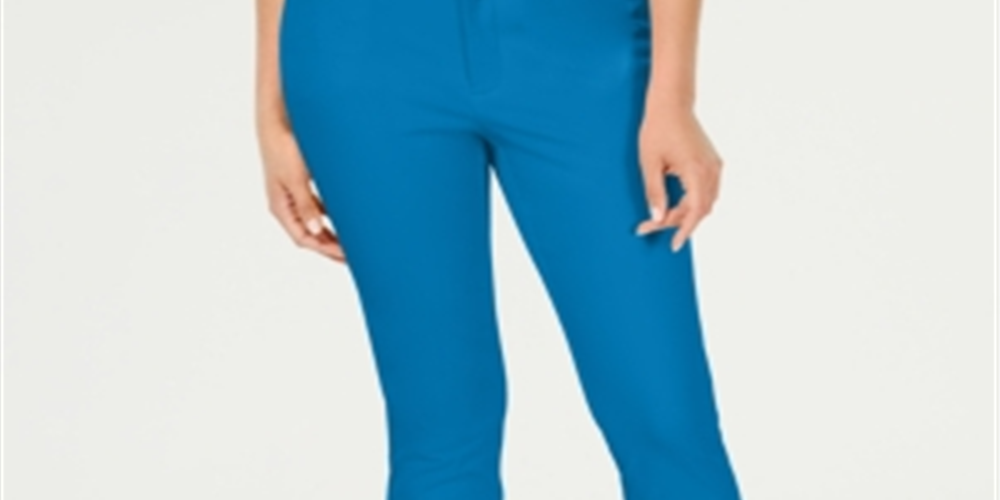 Charter Club Women's Newport Tummy Control Cropped Pants Blue Size 8