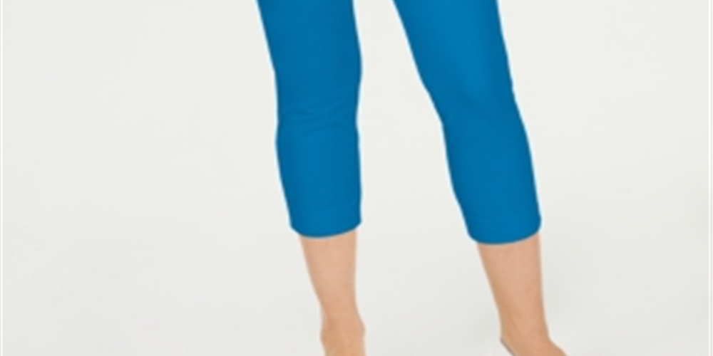 Charter Club Women's Newport Tummy Control Cropped Pants Blue Size 8