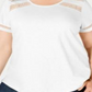 Charter Club Women's Crochet Trim Cotton T-Shirt White Size 1X