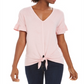 Style & Co Women's Flutter-Sleeve Tie-Front Top Pink Size 2XL