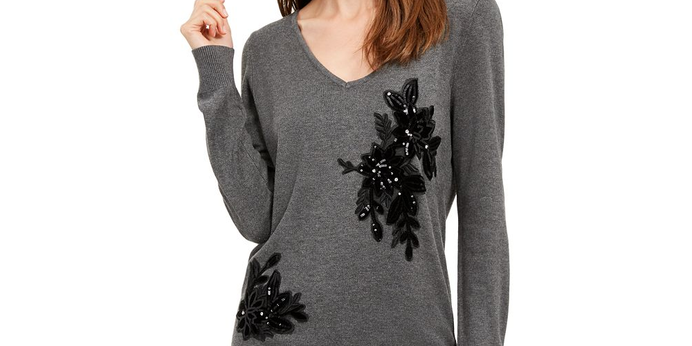 INC International Concepts Women's Velvet Pullover Sweater Black Size X-Small
