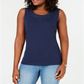 Karen Scott Women's Studded Neck Sleeveless Top Blue Size X-Large
