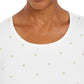 Karen Scott Foil-Print 3/4-Sleeve Top  - Winter White Size XS