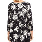 Jm Collection Printed Scoop-Neck Top Blossom Black Size XS