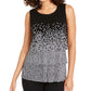 Alfani Women's Tiered Dot Print Top Black Size Petite L