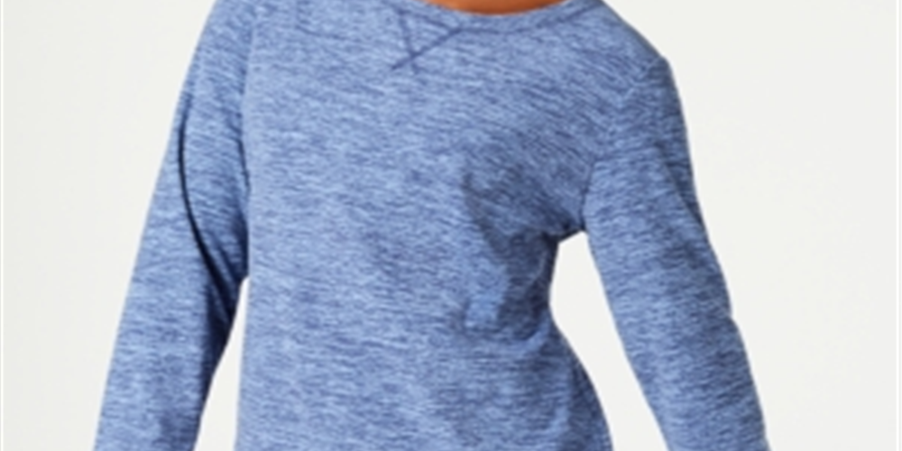 Karen Scott Petite Marled Sweatshirt - Intrepid Blue Size Petite S
