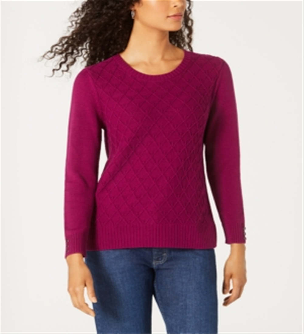 Karen Scott Women's Diamond Cable Knit Sweater Red Size XX-Large