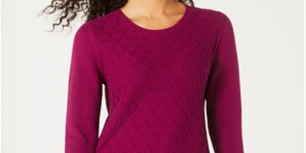 Karen Scott Women's Diamond Cable Knit Sweater Red Size XX-Large