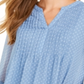 Charter Club Printed Pintuck Top Blue Size L