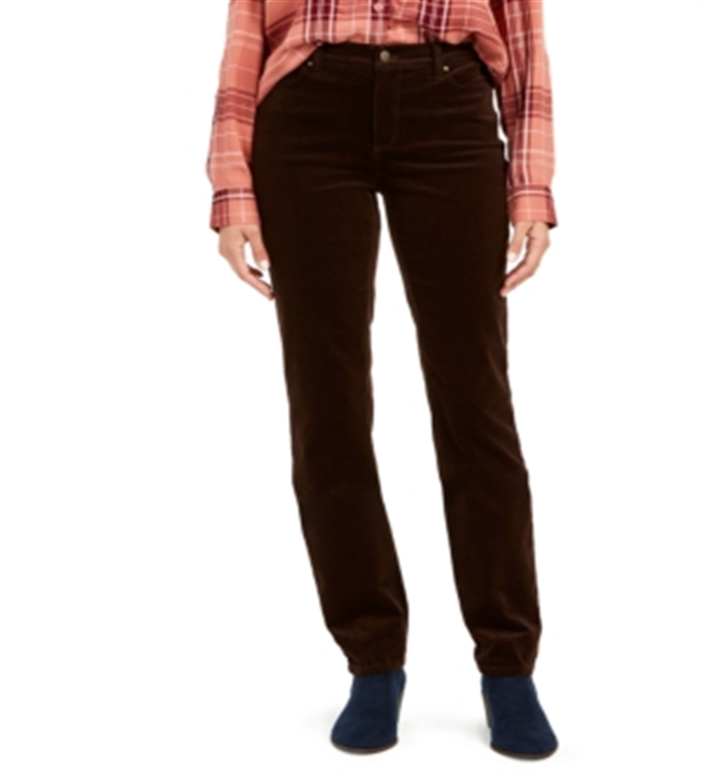 Charter Club Women's Lexington Straight Leg Corduroy Pants Brown Size 4P