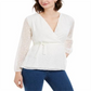 Charter Club Clip-Dot Wrap Top White Size XS