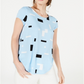 Alfani Women's Printed T-Shirt Blue Size XL