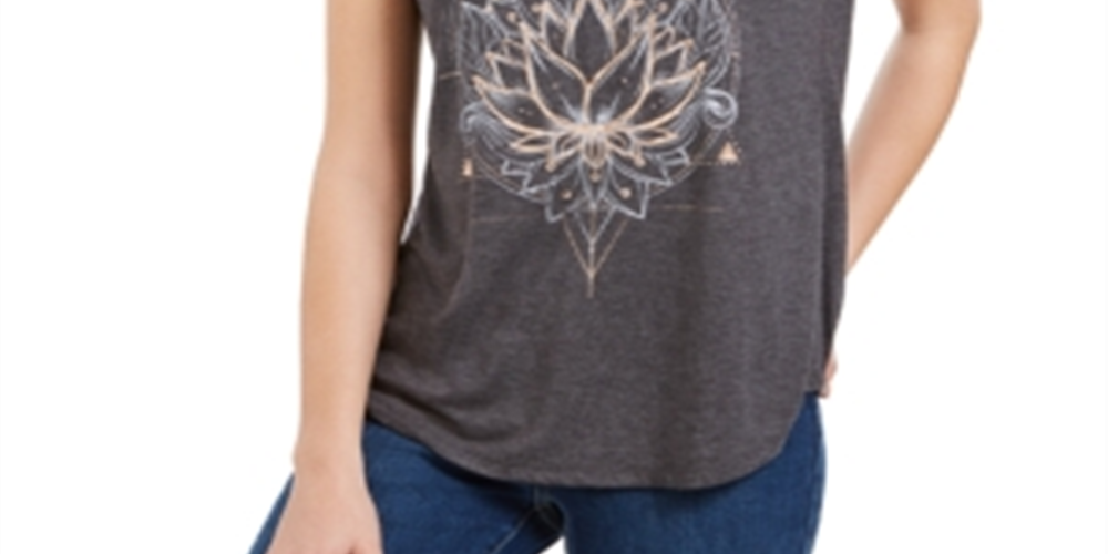 Style & Co Women's Graphic T-Shirt Black Size Petite Small