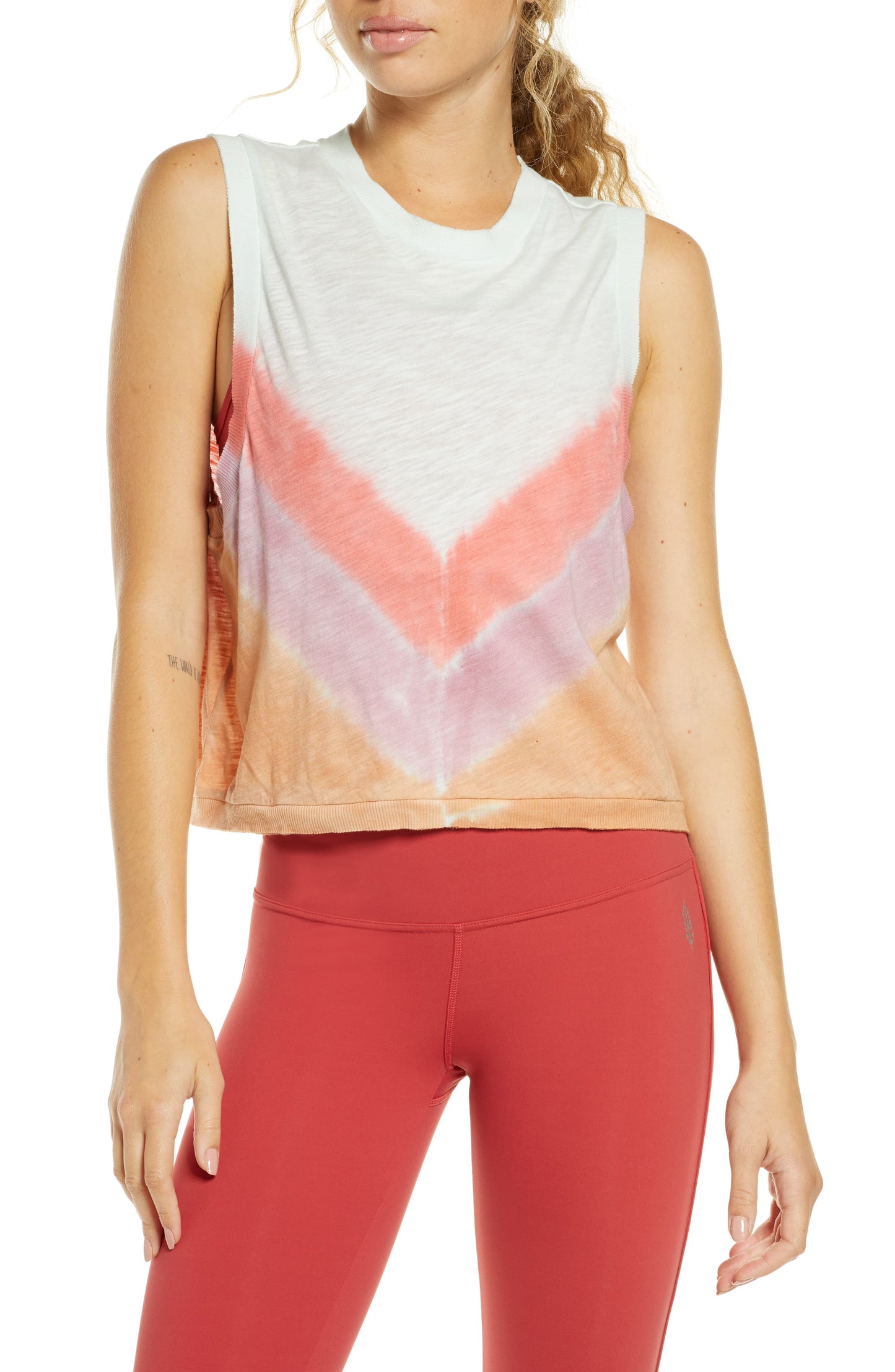 Free People Women's Chevron Tie Dye Ombre Love Tank Blue Size Medium