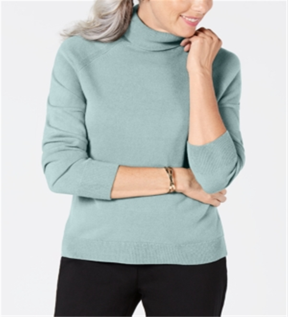 Karen Scott Women's Turtleneck Sweater Green Size Small