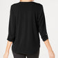 JM Collection Women's Zipper Trim Top Black Size Petite