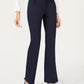 Alfani Women's Faux Leather Trim Wide Leg Trousers Blue Size 16 Petite