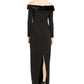 Calvin Klein Women's Long Sleeve Off Shoulder Maxi Sheath Evening Dress Black Size 12