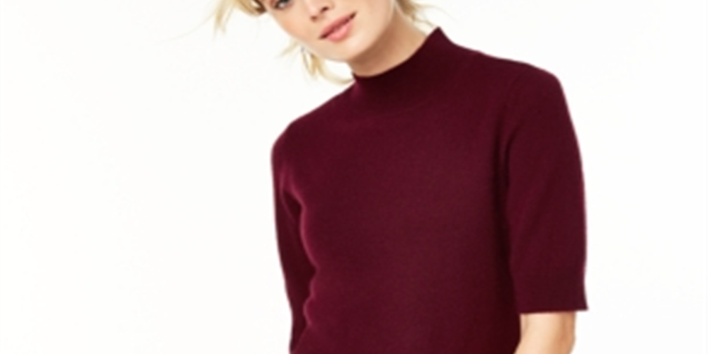 Charter Club Women's  Cashmere Mock-Neck Sweater Crantini Red Size Medium