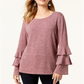 Style & Co Women's Petite Double Bell Sleeve Top Pink Size Petite Small